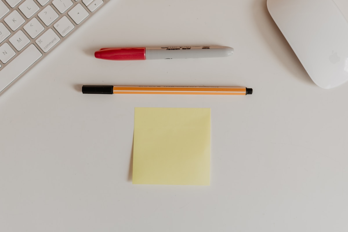 Think Fanny about page creative workspace with sticky notes